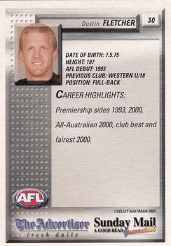 2003 Select The Advertiser-Sunday Mail AFL #30 Dustin Fletcher Back